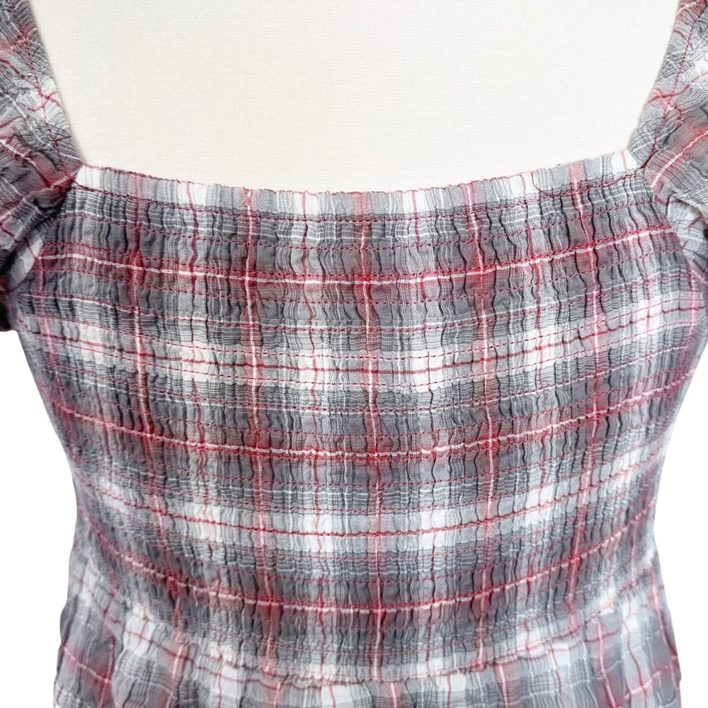 Anthropologie Maeve Flutter Sleeve Plaid Mini Dress Size XS - Picture 4 of 10